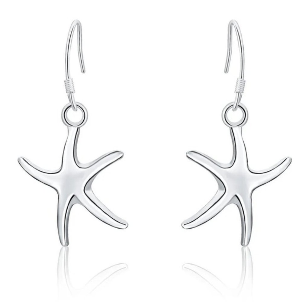 Silver charm Cute starfish earrings for Women Luxury Fashion Party - Picture 4 of 6